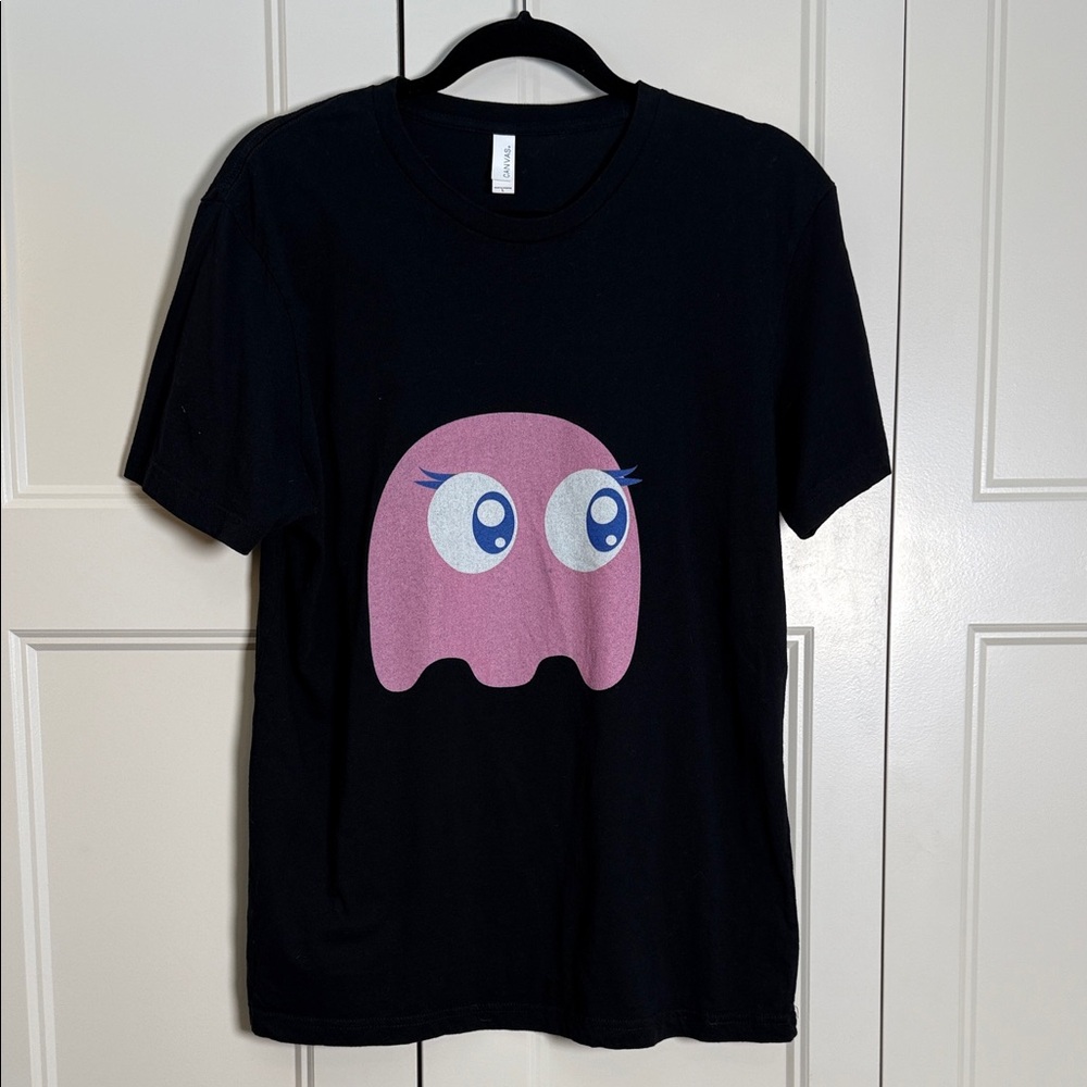 Bella Canvas Tee with Pink Pac-Man Graphic